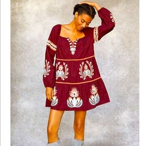 Anthropologie Let Me Be Embroidered Dress